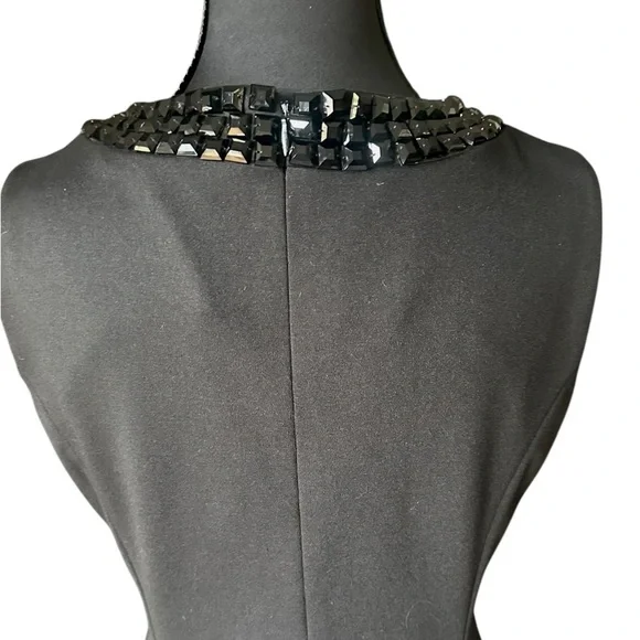 Calvin Klein Little Black Sheath Dress with Embellished Neckline Size 6 - Picture 3 of 8